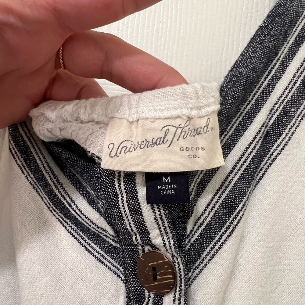 Universal Thread - Navy and White Striped Midi Dress with Pockets - Picture 6 of 9